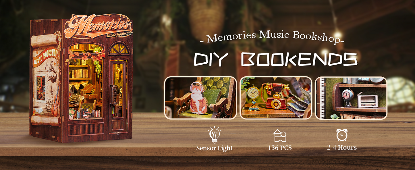 Cutebee Memories Music Bookshop DIY Book Nook Kit â Miniature Dollhouse