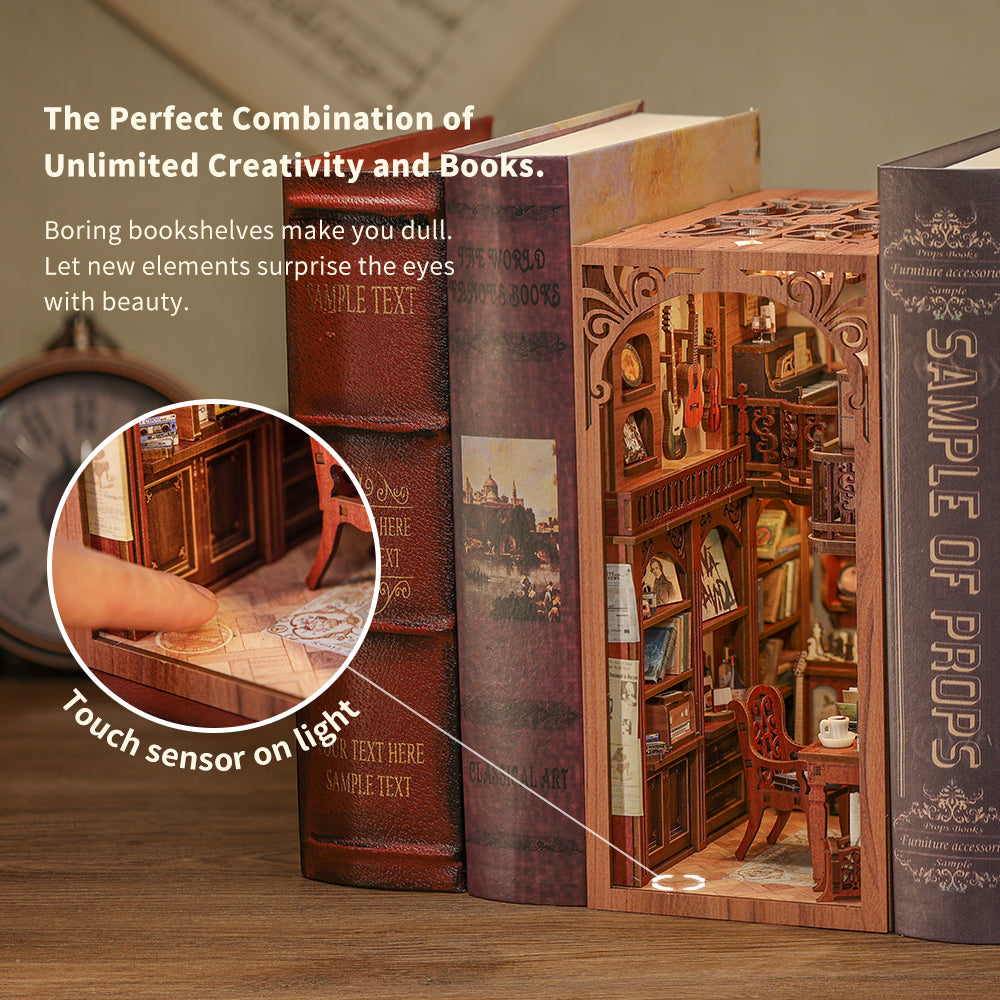 Cutebee The Secret Rhythm DIY Book Nook Kit – Miniature Dollhouse Shelf Insert