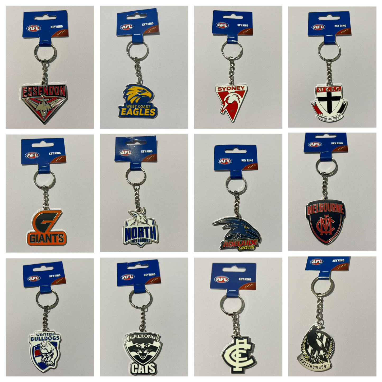 AFL Teams Logo Merchandise Metal Keychain Official AFL Licensed Merchandise