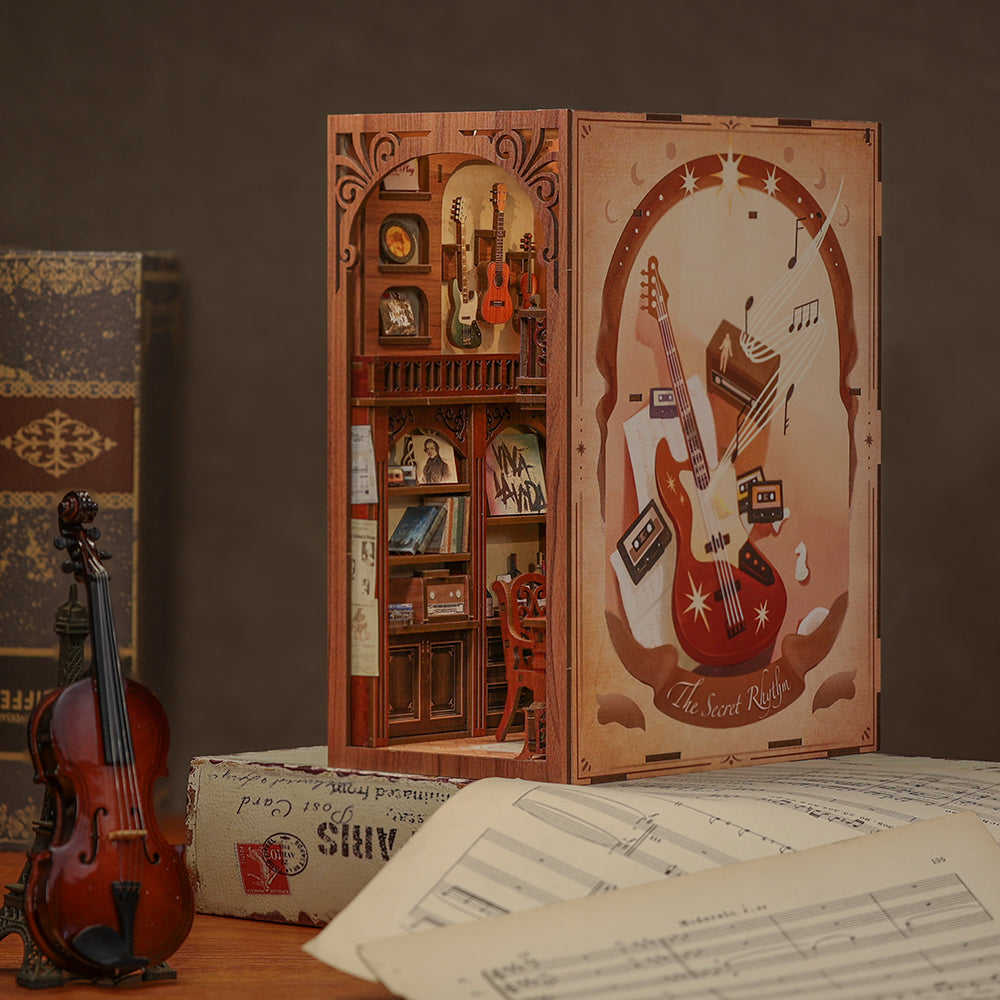 Cutebee The Secret Rhythm DIY Book Nook Kit – Miniature Dollhouse Shelf Insert