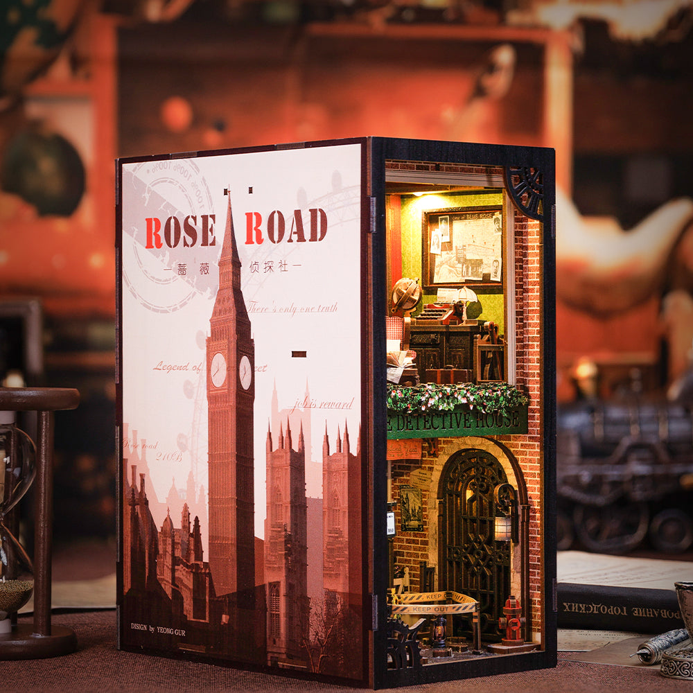 Cutebee Rose Detective Agency DIY Book Nook Kit – Miniature Dollhouse