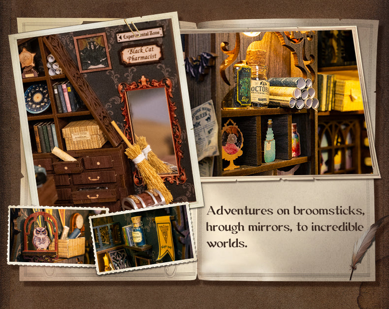 Cutebee Magic Pharmacist DIY Book Nook Kit – Miniature Dollhouse Shelf Insert