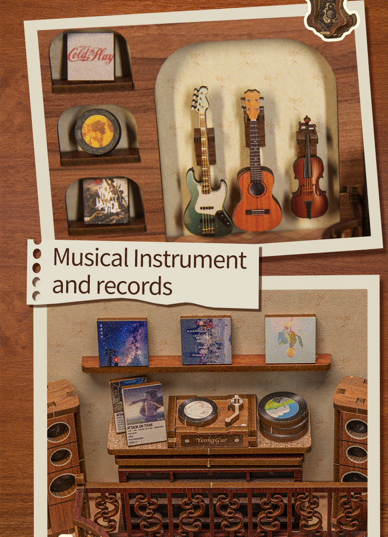 Cutebee The Secret Rhythm DIY Book Nook Kit – Miniature Dollhouse Shelf Insert
