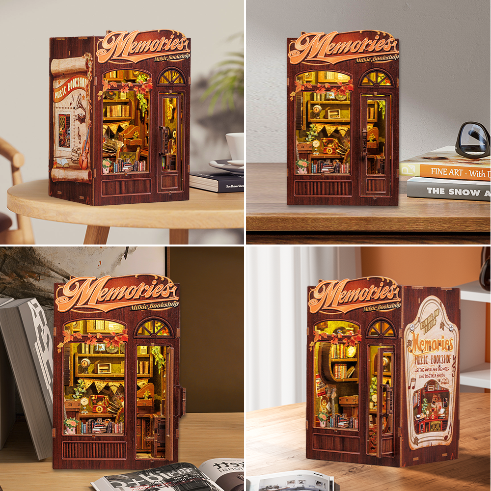 Cutebee Memories Music Bookshop DIY Book Nook Kit – Miniature Dollhouse