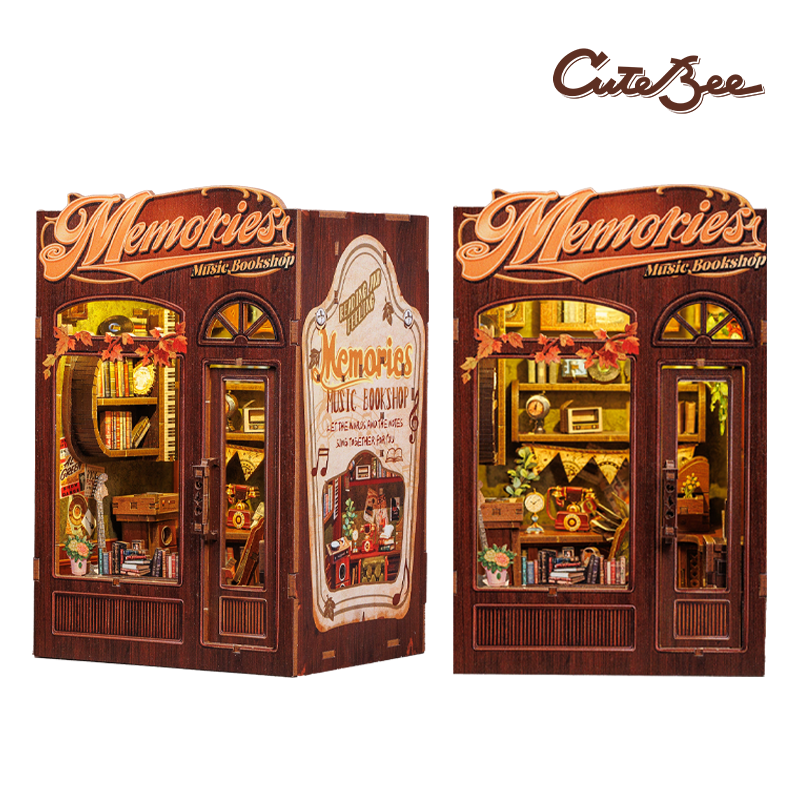 Cutebee Memories Music Bookshop DIY Book Nook Kit – Miniature Dollhouse