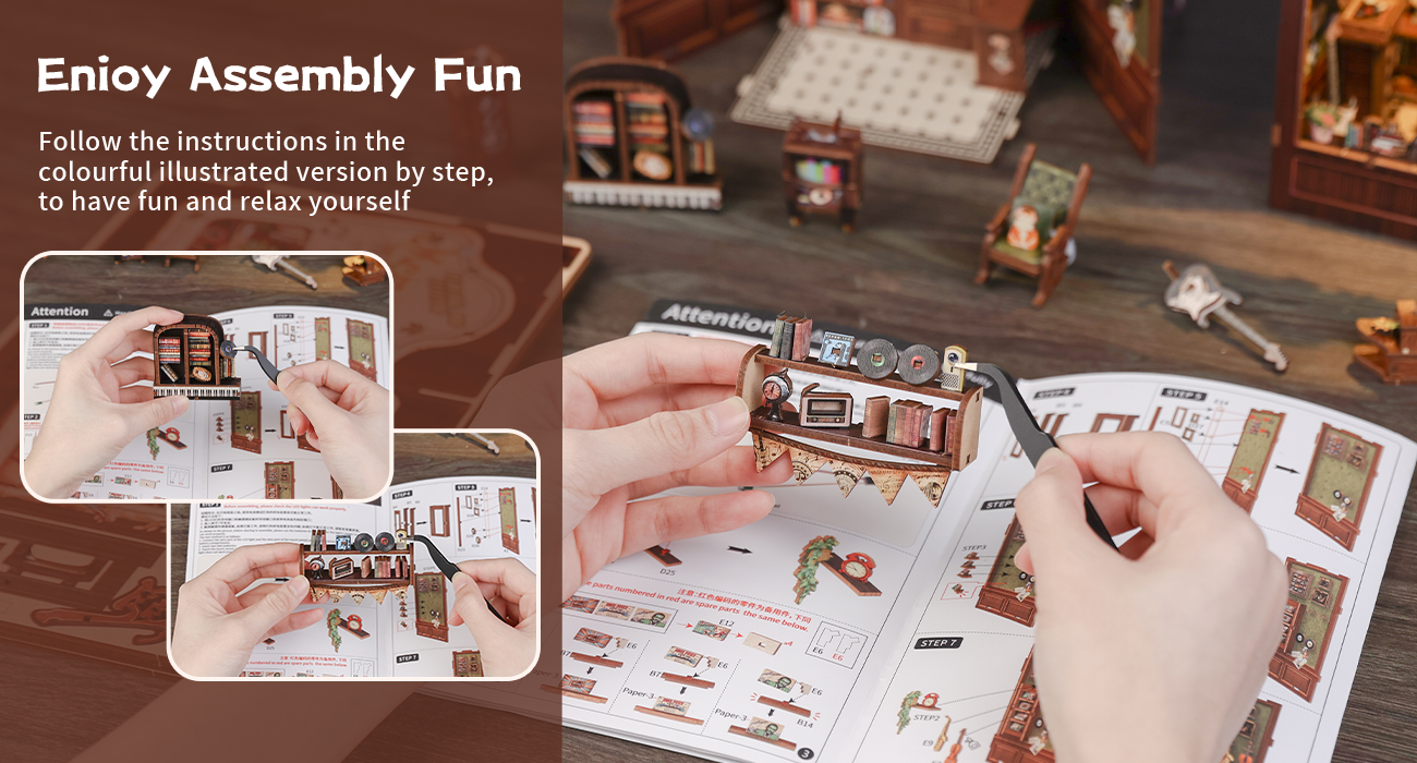 Cutebee Memories Music Bookshop DIY Book Nook Kit – Miniature Dollhouse