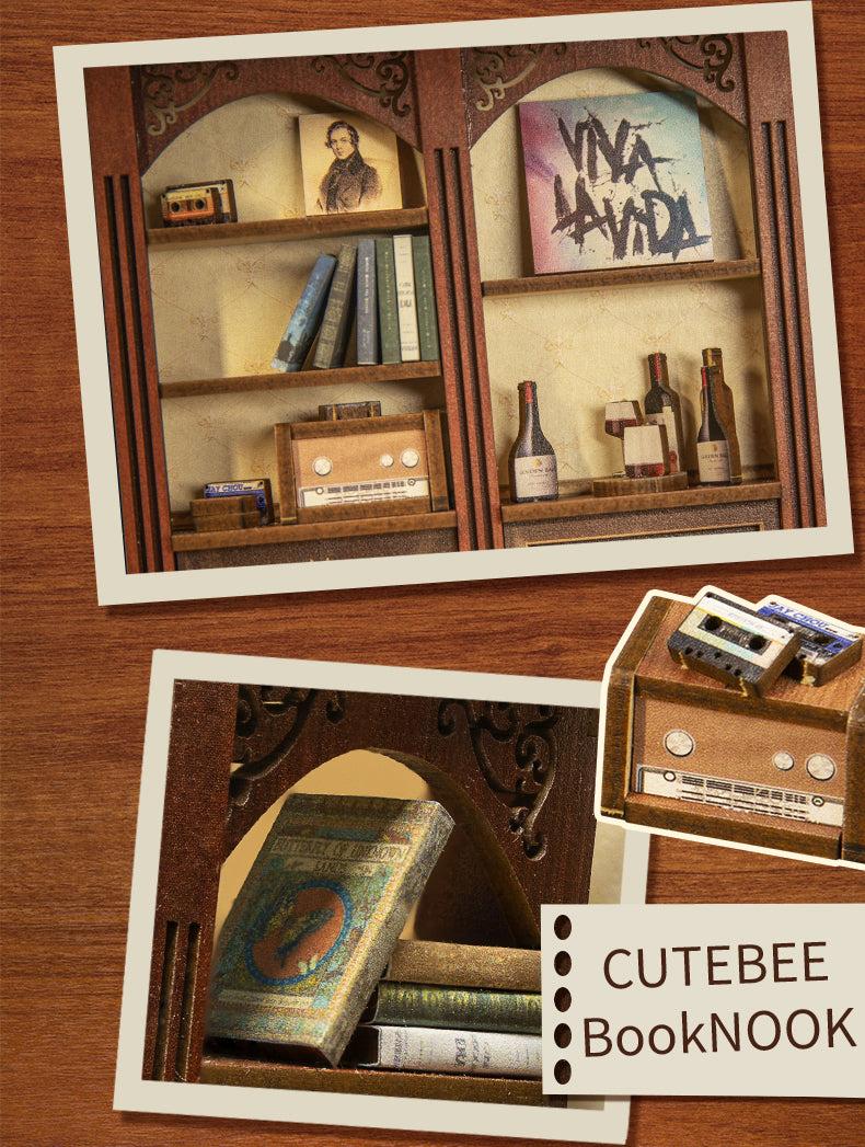 Cutebee The Secret Rhythm DIY Book Nook Kit – Miniature Dollhouse Shelf Insert
