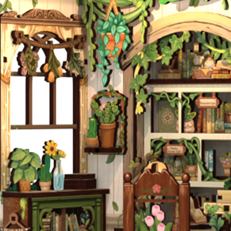 Cutebee Green Life Bookshop DIY Book Nook Kit – Miniature Dollhouse Shelf Insert