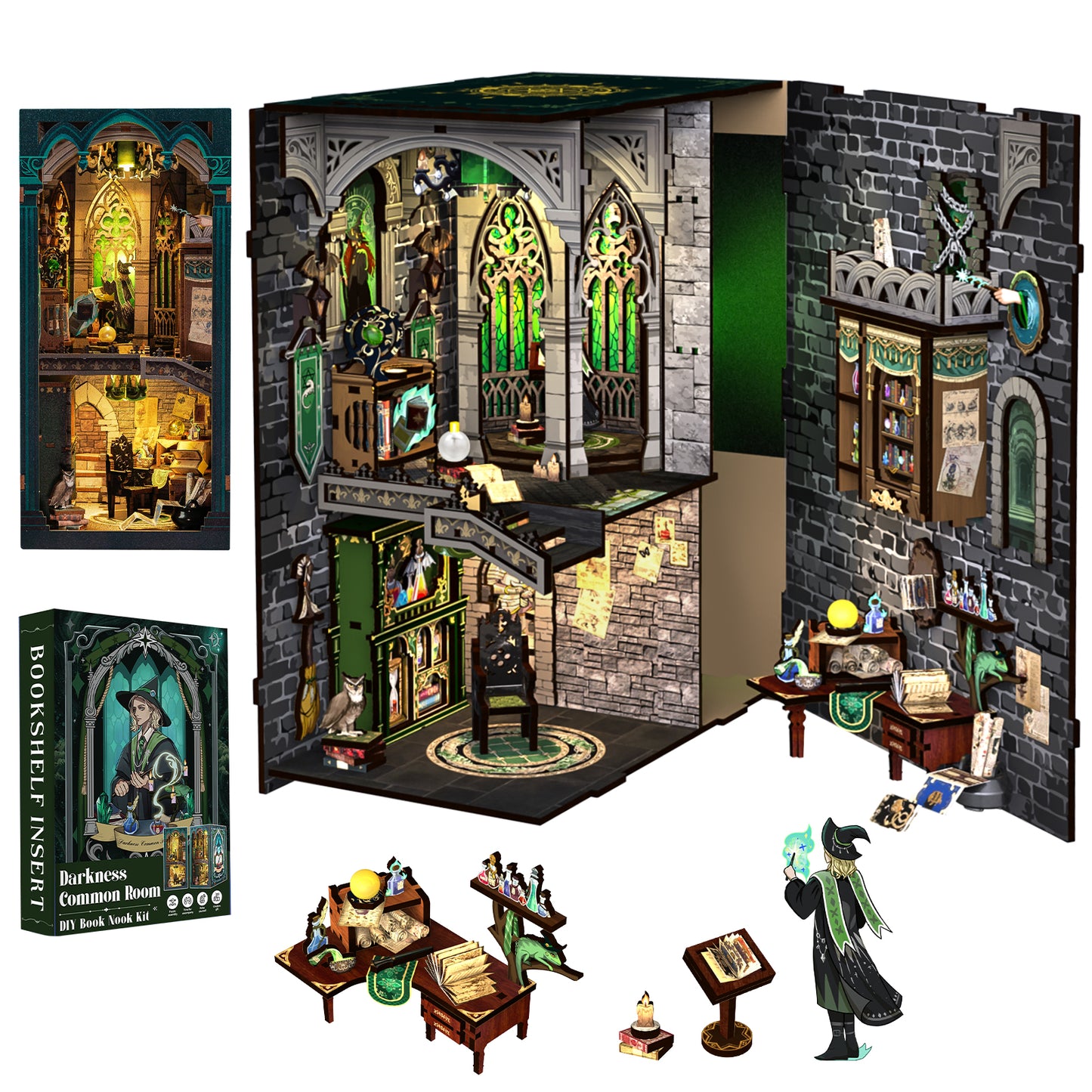 Cutebee Darkness Common Room DIY Book Nook Kit – Miniature Dollhouse