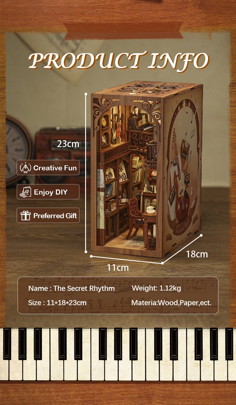 Cutebee The Secret Rhythm DIY Book Nook Kit – Miniature Dollhouse Shelf Insert