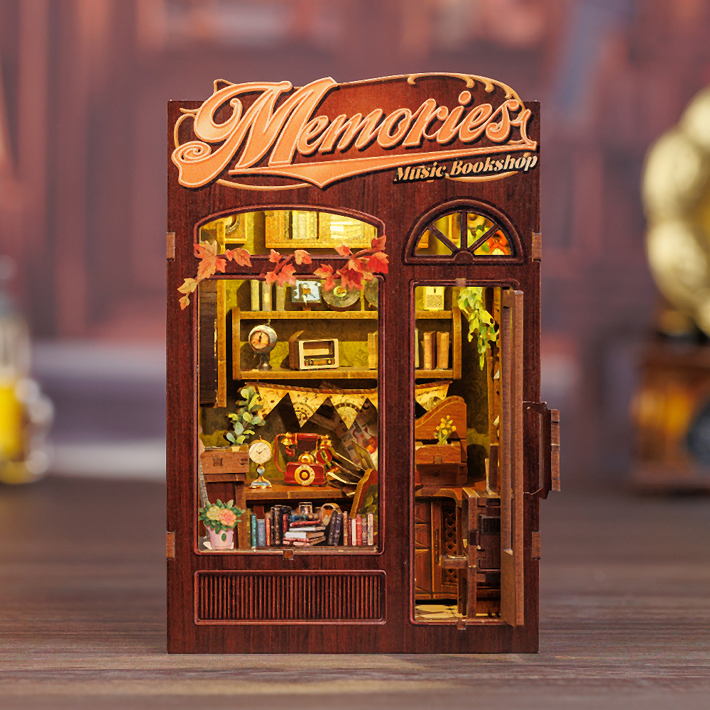 Cutebee Memories Music Bookshop DIY Book Nook Kit – Miniature Dollhouse