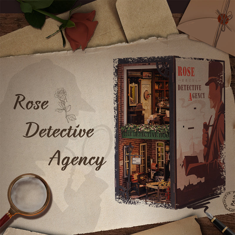 Cutebee Rose Detective Agency DIY Book Nook Kit – Miniature Dollhouse