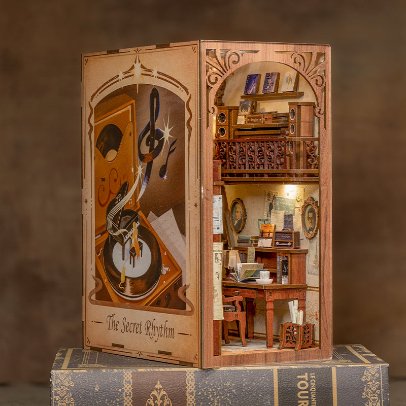 Cutebee The Secret Rhythm DIY Book Nook Kit – Miniature Dollhouse Shelf Insert