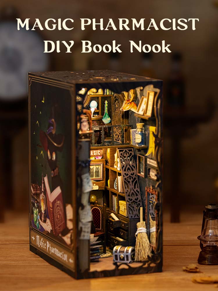Cutebee Magic Pharmacist DIY Book Nook Kit – Miniature Dollhouse Shelf Insert