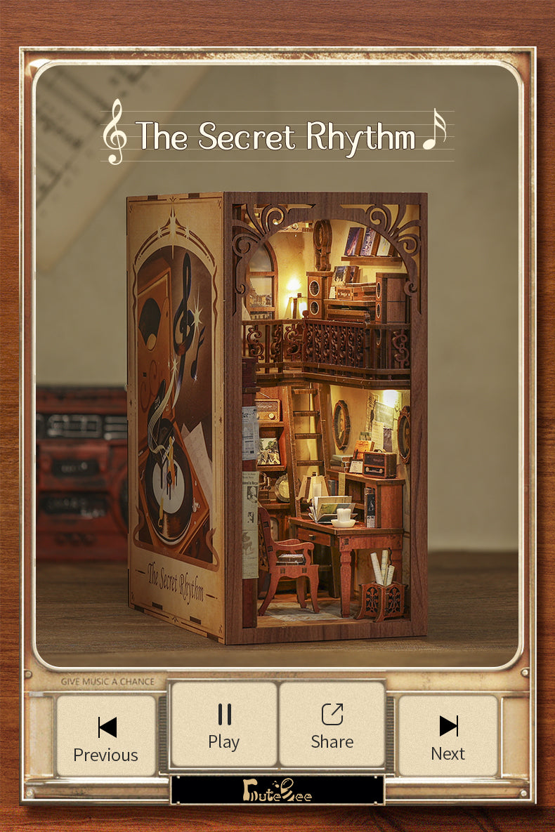 Cutebee The Secret Rhythm DIY Book Nook Kit – Miniature Dollhouse Shelf Insert