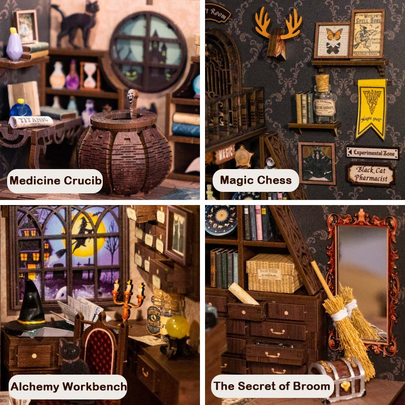 Cutebee Magic Pharmacist DIY Book Nook Kit – Miniature Dollhouse Shelf Insert