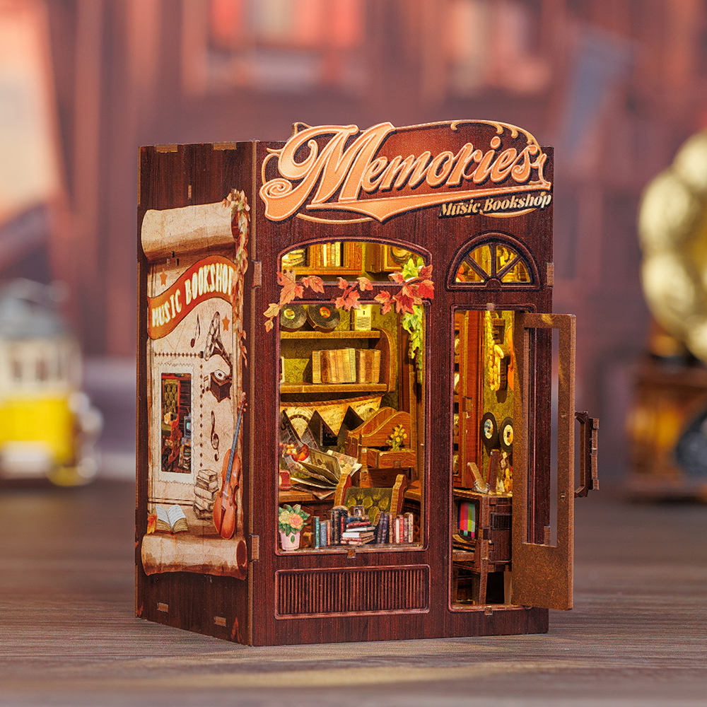 Cutebee Memories Music Bookshop DIY Book Nook Kit – Miniature Dollhouse