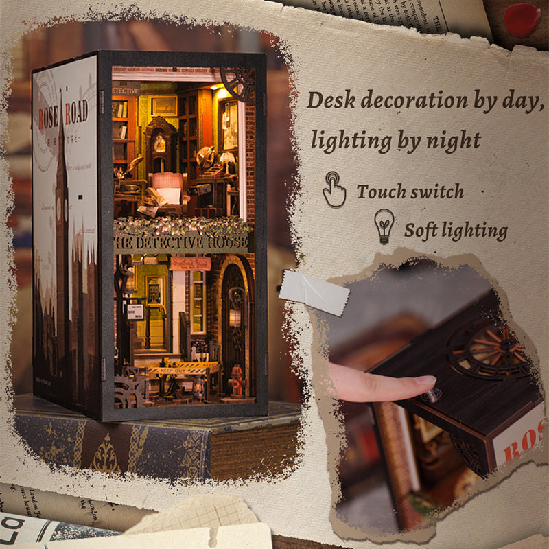 Cutebee Rose Detective Agency DIY Book Nook Kit – Miniature Dollhouse