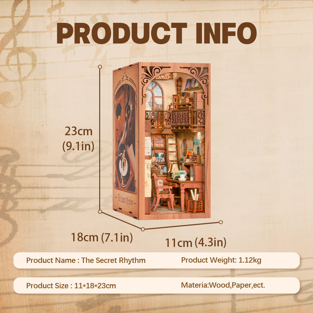 Cutebee The Secret Rhythm DIY Book Nook Kit – Miniature Dollhouse Shelf Insert