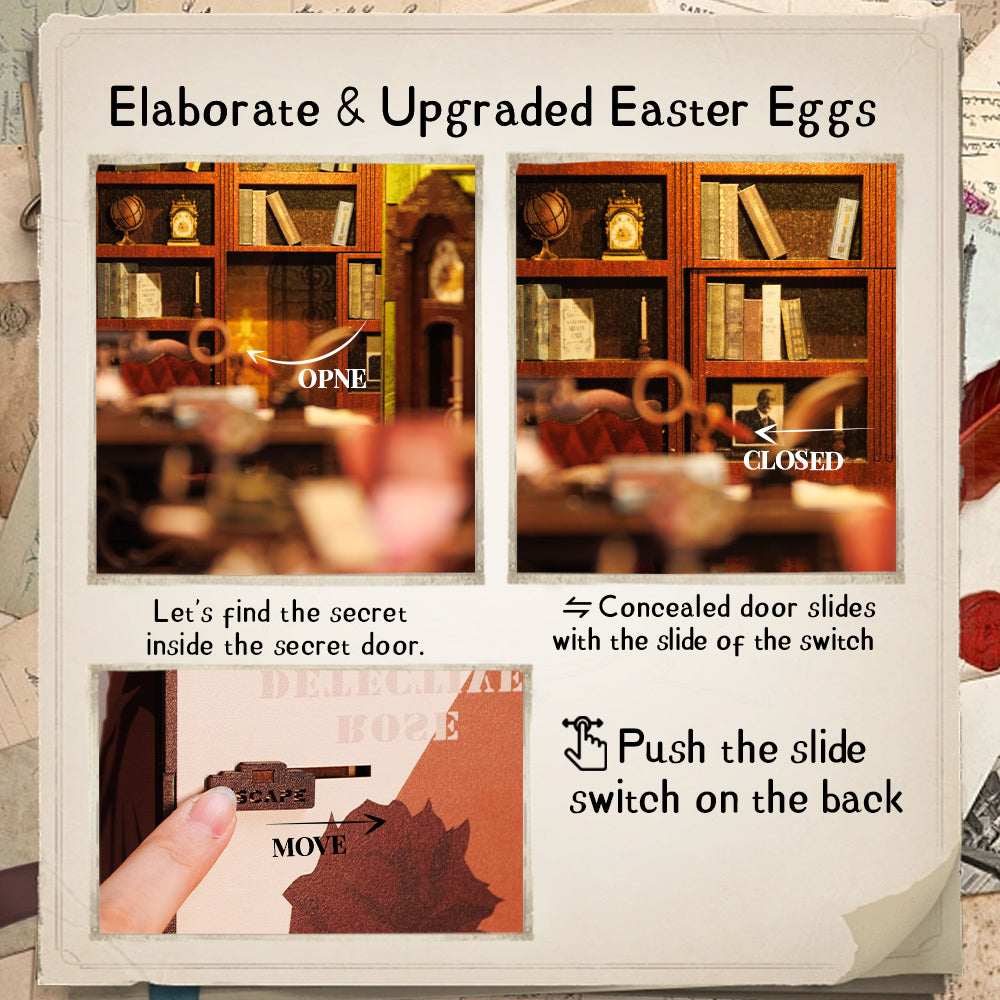Cutebee Rose Detective Agency DIY Book Nook Kit – Miniature Dollhouse