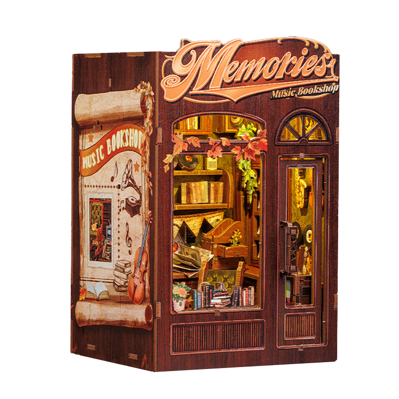 Cutebee Memories Music Bookshop DIY Book Nook Kit – Miniature Dollhouse