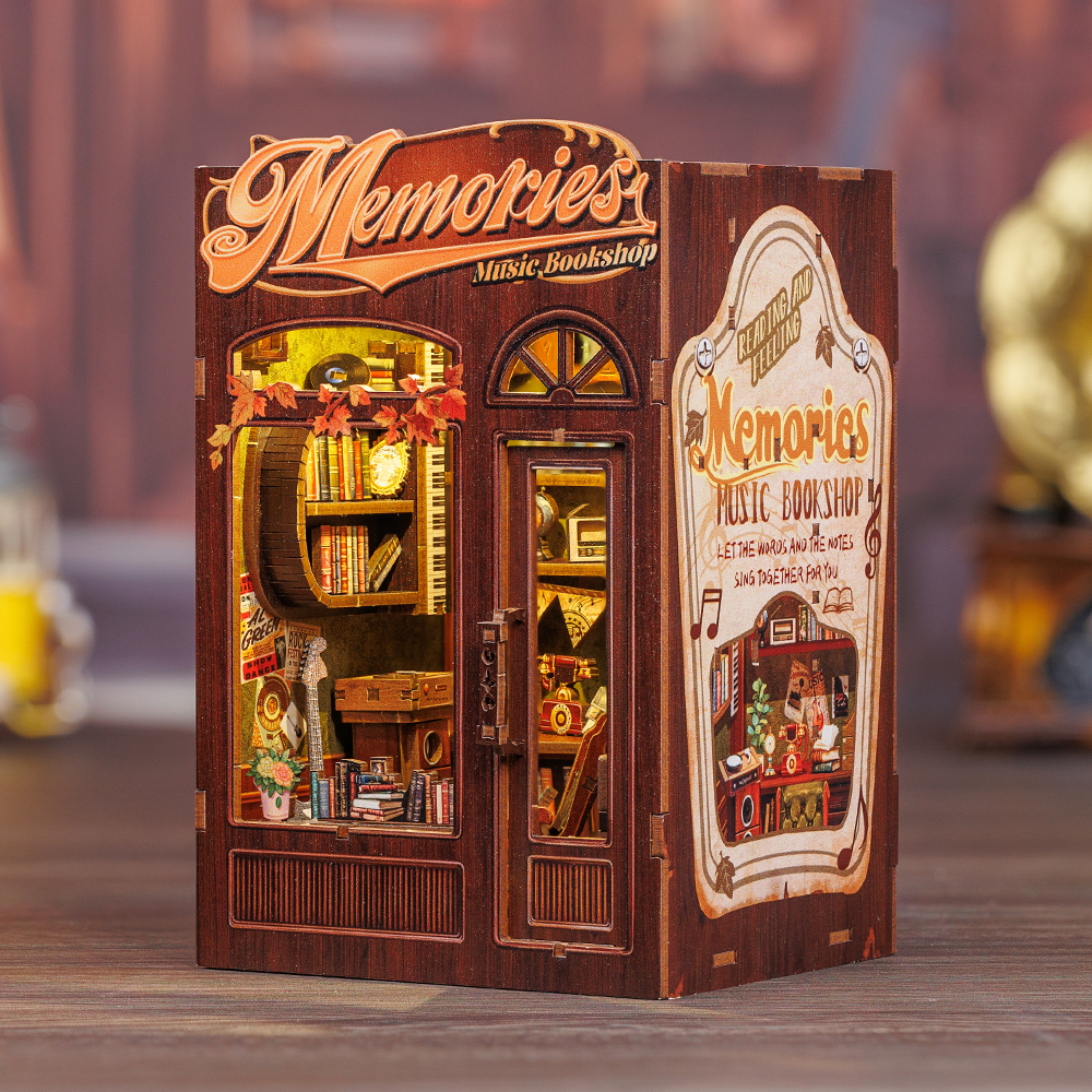 Cutebee Memories Music Bookshop DIY Book Nook Kit – Miniature Dollhouse