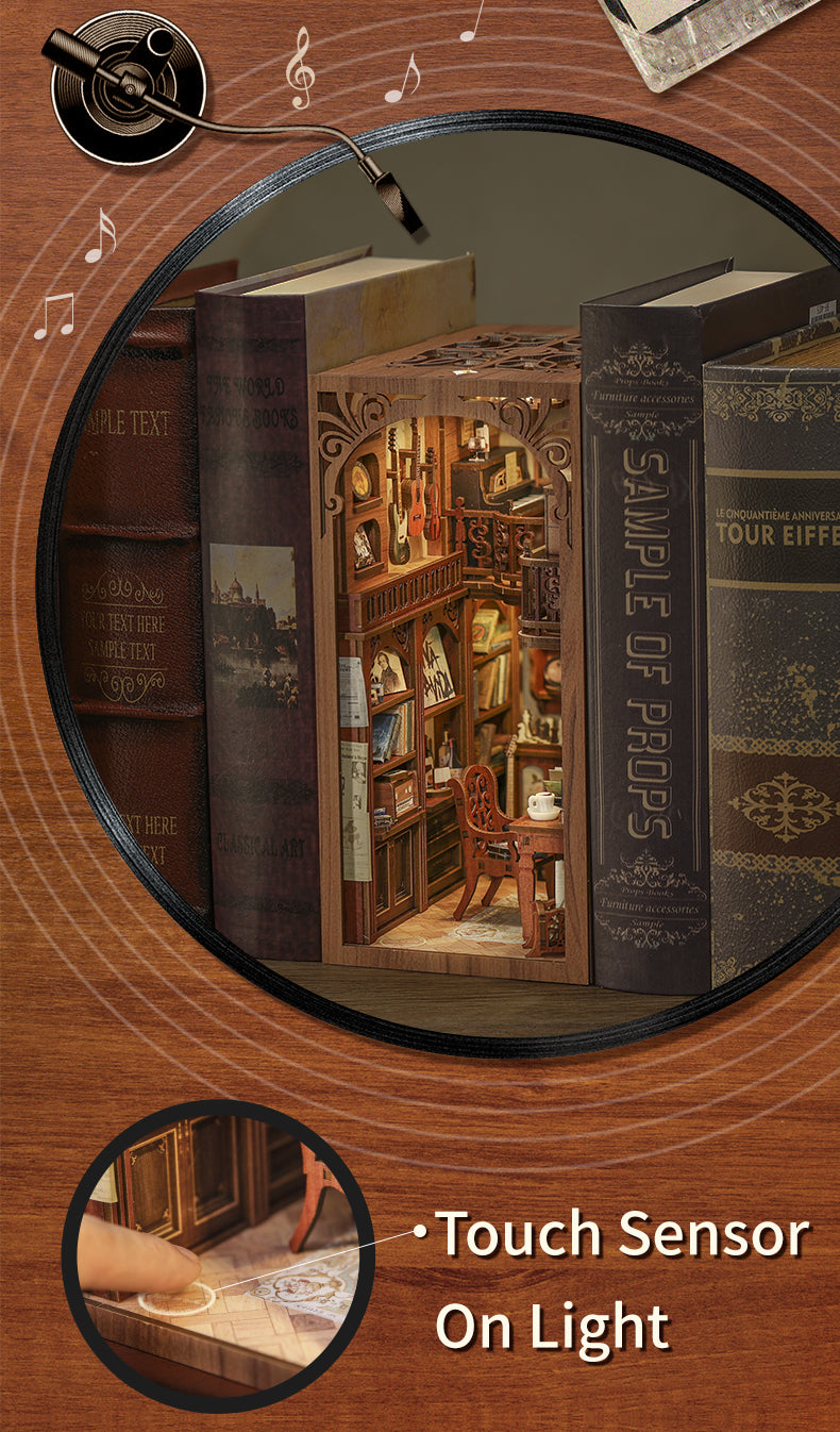 Cutebee The Secret Rhythm DIY Book Nook Kit – Miniature Dollhouse Shelf Insert