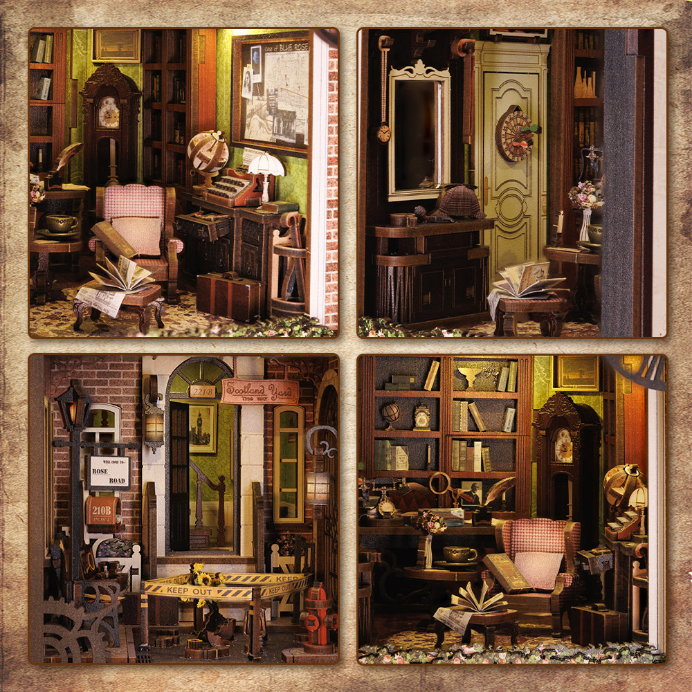 Cutebee Rose Detective Agency DIY Book Nook Kit – Miniature Dollhouse