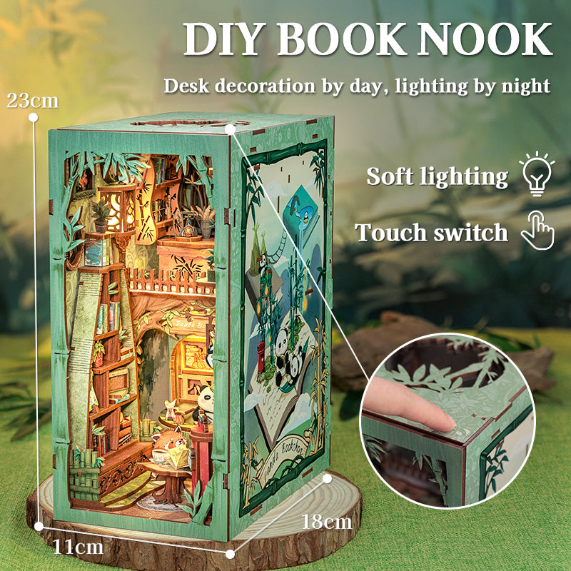 Cutebee Panda Bookshop DIY Book Nook Kit – Miniature Dollhouse Shelf Insert