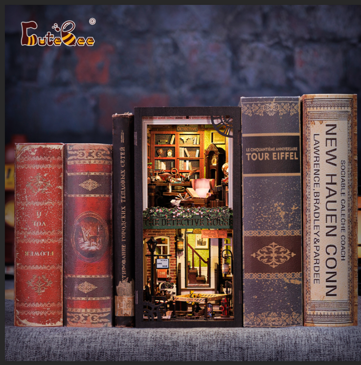 Cutebee Rose Detective Agency DIY Book Nook Kit – Miniature Dollhouse