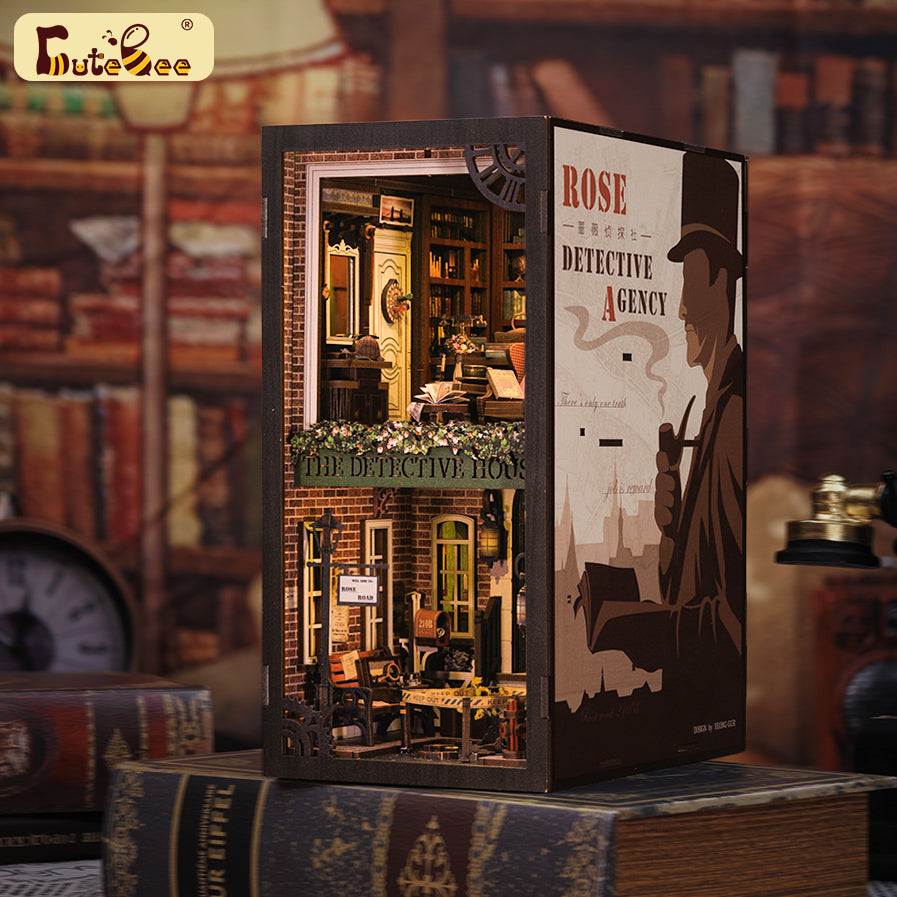 Cutebee Rose Detective Agency DIY Book Nook Kit – Miniature Dollhouse