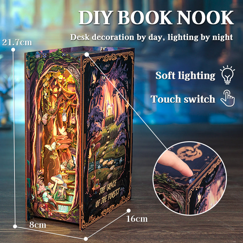 Cutebee The Grace of Forest DIY Book Nook Kit – Miniature Dollhouse Shelf Insert