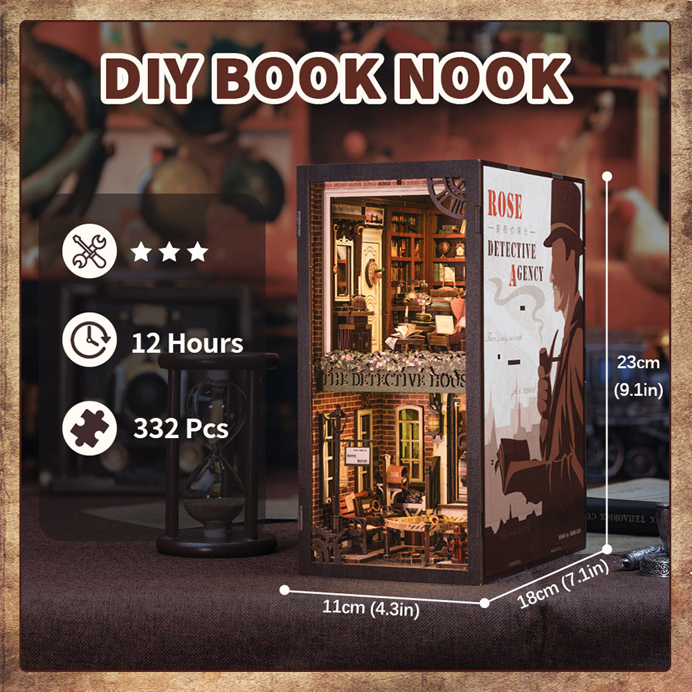 Cutebee Rose Detective Agency DIY Book Nook Kit – Miniature Dollhouse