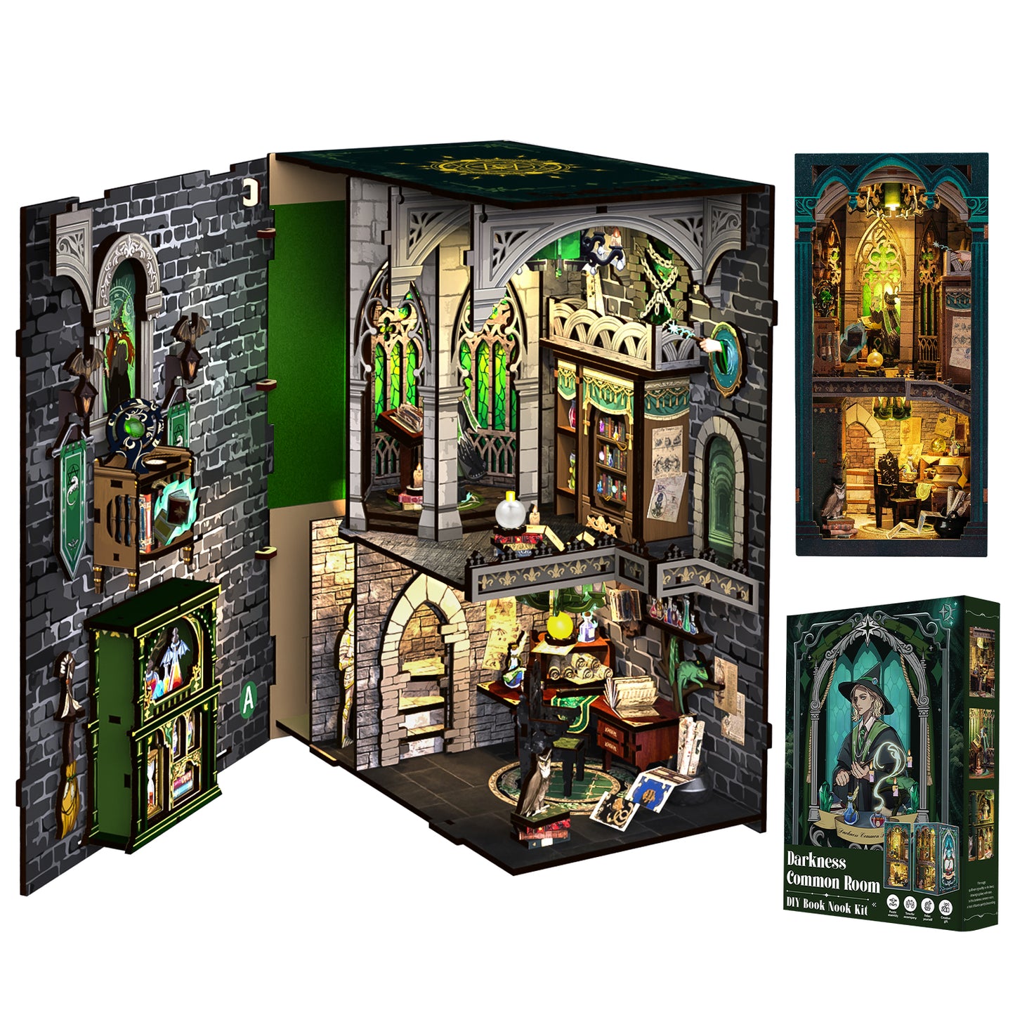 Cutebee Darkness Common Room DIY Book Nook Kit – Miniature Dollhouse