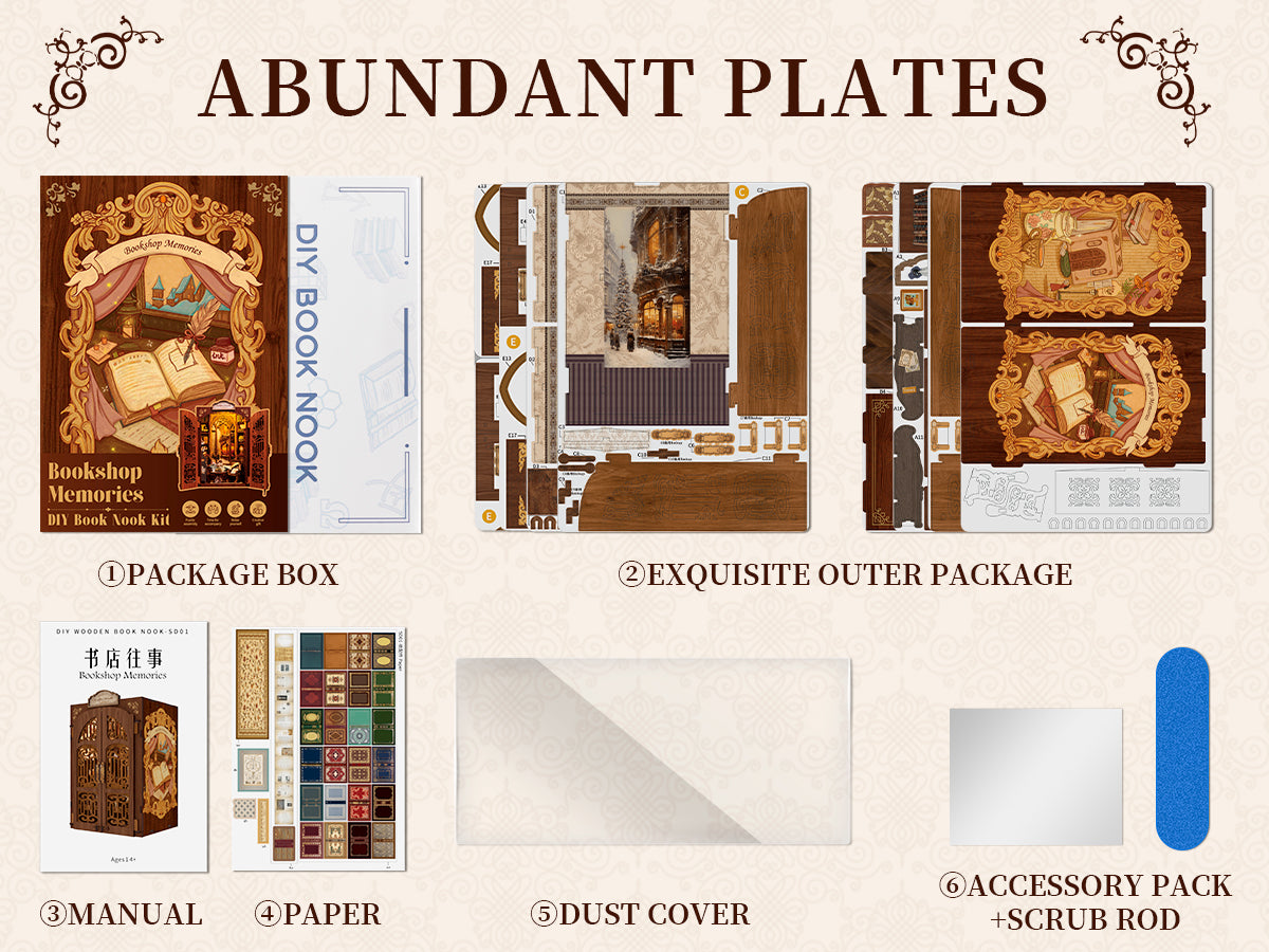 Cutebee Bookshop Memories DIY Book Nook Kit – Miniature Dollhouse Shelf Insert