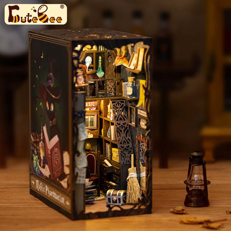 Cutebee Magic Pharmacist DIY Book Nook Kit – Miniature Dollhouse Shelf Insert