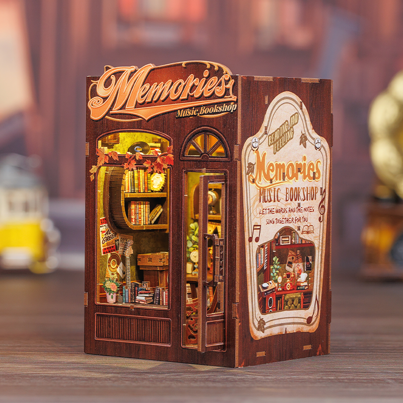 Cutebee Memories Music Bookshop DIY Book Nook Kit – Miniature Dollhouse