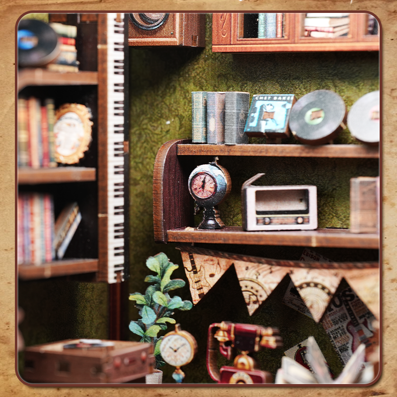 Cutebee Memories Music Bookshop DIY Book Nook Kit – Miniature Dollhouse