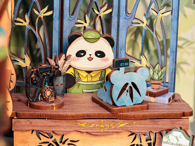 Cutebee Panda Bookshop DIY Book Nook Kit – Miniature Dollhouse Shelf Insert