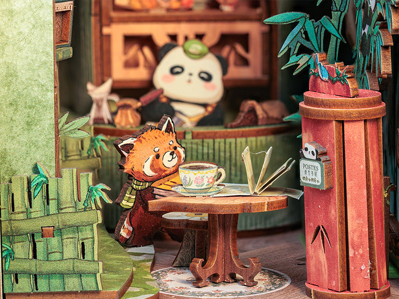 Cutebee Panda Bookshop DIY Book Nook Kit – Miniature Dollhouse Shelf Insert