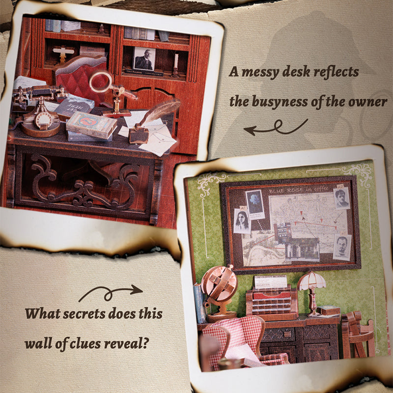 Cutebee Rose Detective Agency DIY Book Nook Kit – Miniature Dollhouse