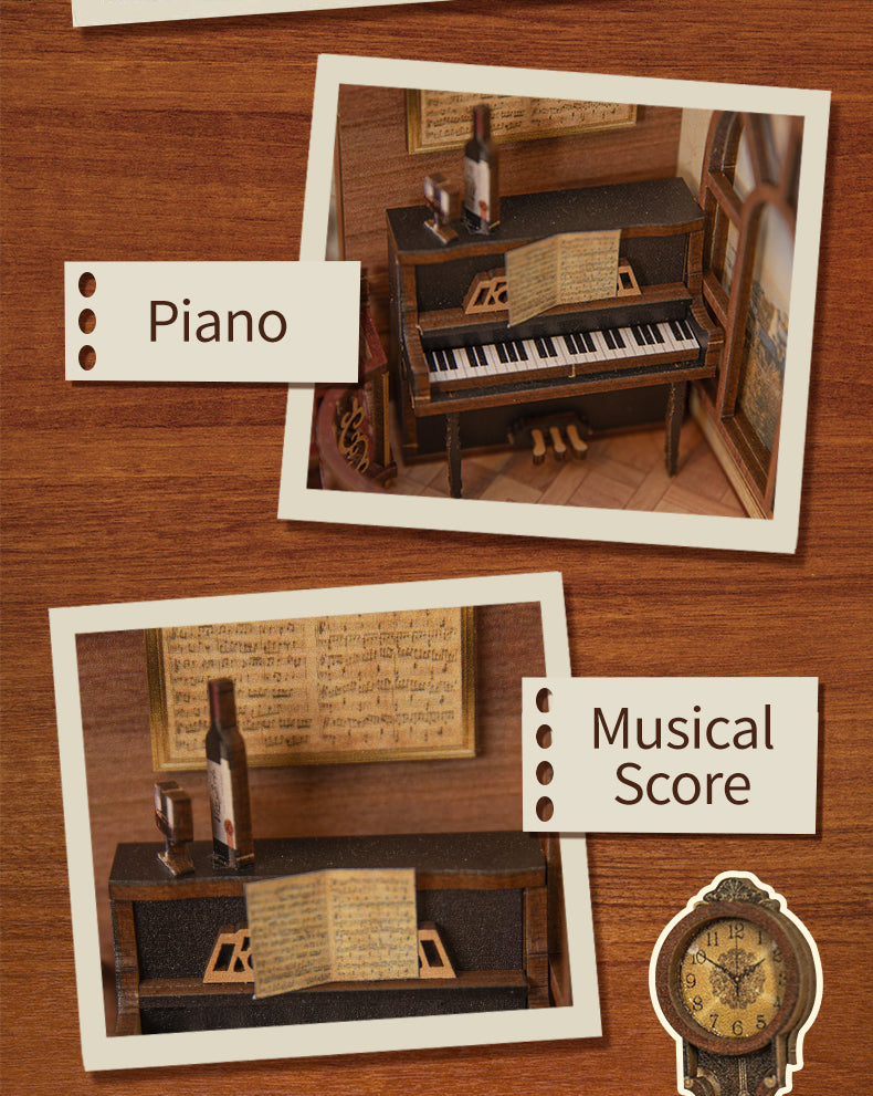 Cutebee The Secret Rhythm DIY Book Nook Kit – Miniature Dollhouse Shelf Insert