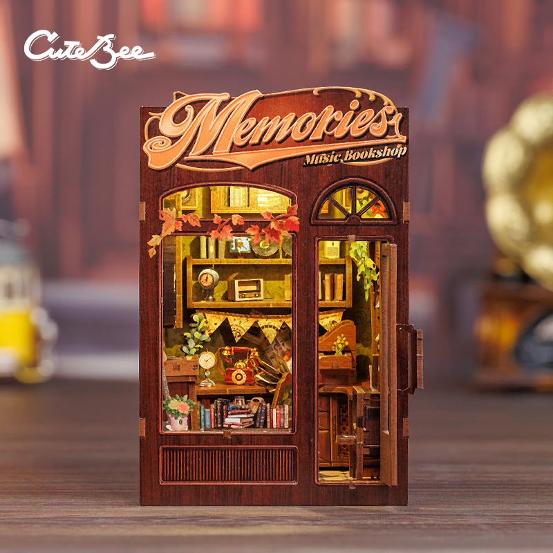Cutebee Memories Music Bookshop DIY Book Nook Kit – Miniature Dollhouse