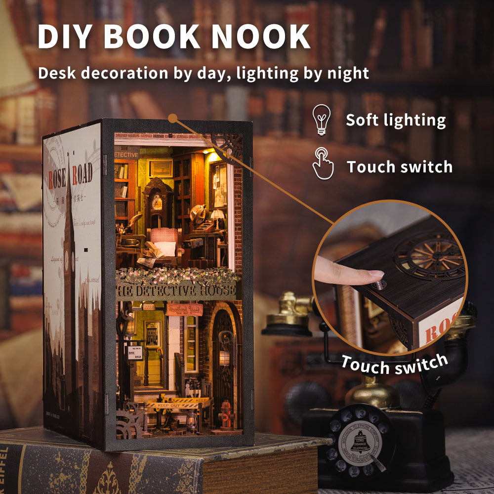 Cutebee Rose Detective Agency DIY Book Nook Kit – Miniature Dollhouse