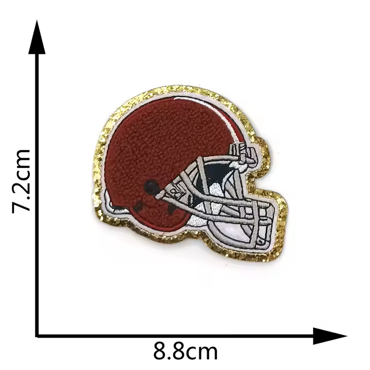 American Football Helmet Chenille Glitter Self-adhesive Iron-on- Australia Stock