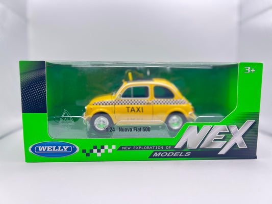 WELLY 1:24 Fiat Nuova 500 Yellow Taxi Cab Diecast - Australia Stock