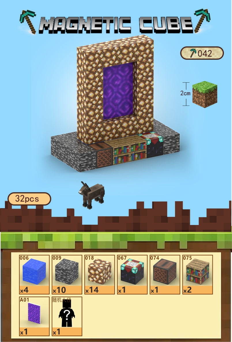 32 Magnetic Cube Building Blocks 1 Characters - "Australia Stock"