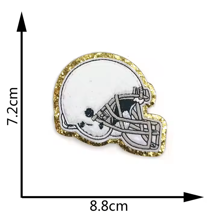 American Football Helmet Chenille Glitter Self-adhesive Iron-on- Australia Stock