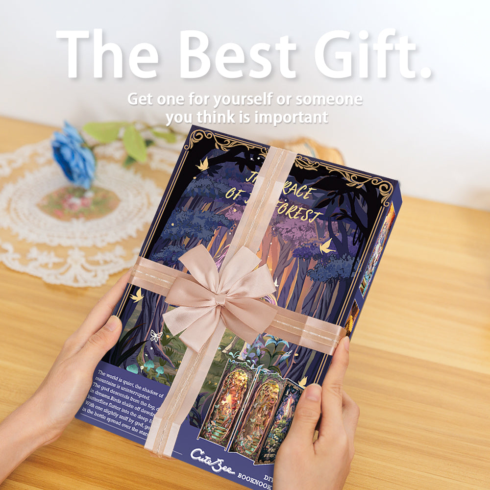 Cutebee The Grace of Forest DIY Book Nook Kit – Miniature Dollhouse Shelf Insert