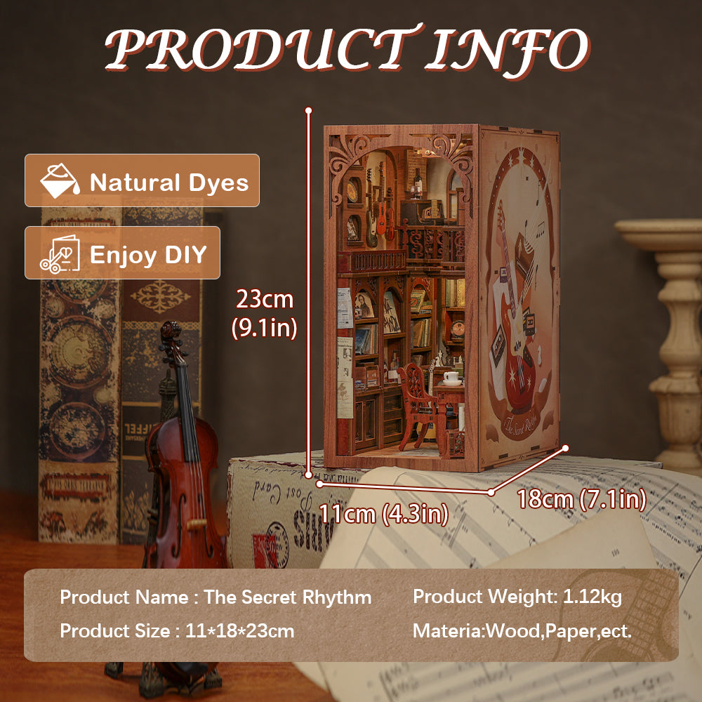Cutebee The Secret Rhythm DIY Book Nook Kit – Miniature Dollhouse Shelf Insert
